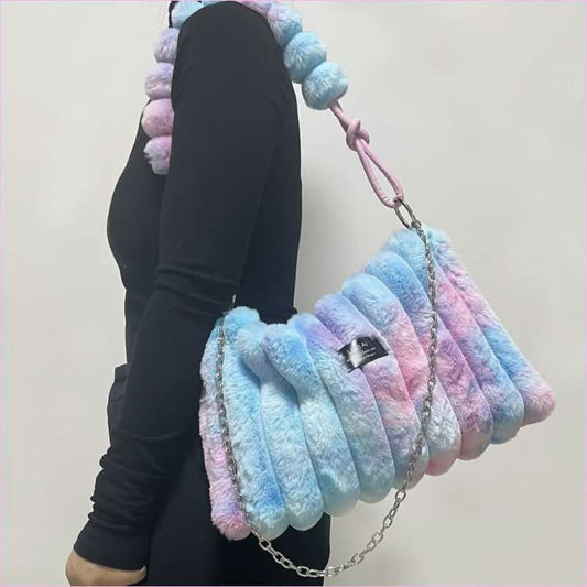 Ladies Plush Retro Crossbody Fur Bag with Soft Fur Exterior - Pleasures and Sins