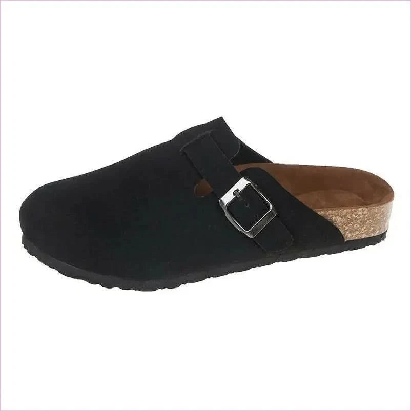 Ladies Suede Clog Sandals Boston Unisex Backless with Cork Sole - Pleasures and Sins