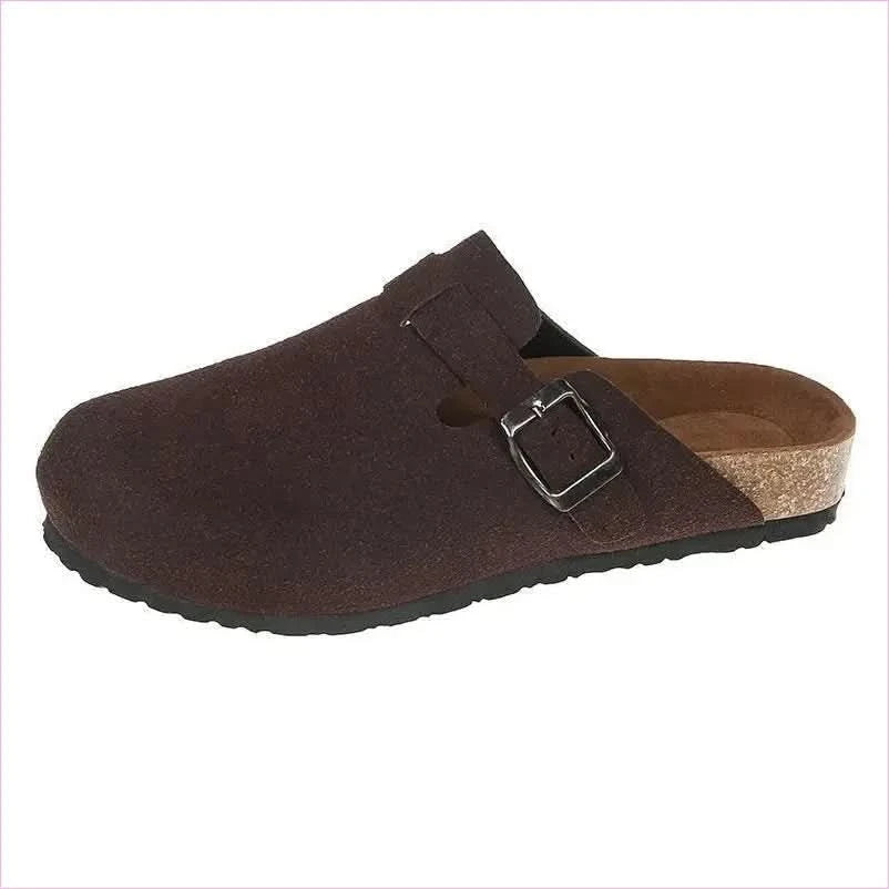 Ladies Suede Clog Sandals Boston Unisex Backless with Cork Sole - Pleasures and Sins