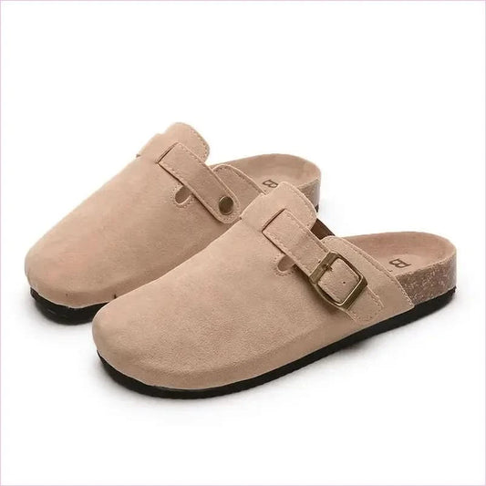 Ladies Suede Clog Sandals Boston Unisex Backless with Cork Sole - Pleasures and Sins