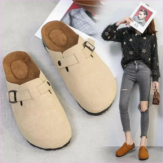 Ladies Suede Clog Sandals Boston Unisex Backless with Cork Sole - Pleasures and Sins
