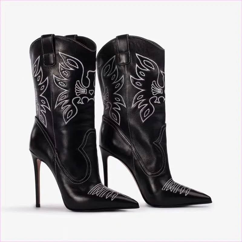 Ladies Western Cowboy Style High Heel Pointed Toe Boots - Pleasures and Sins
