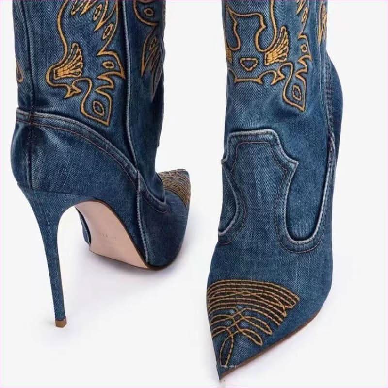 Ladies Western Cowboy Style High Heel Pointed Toe Boots - Pleasures and Sins