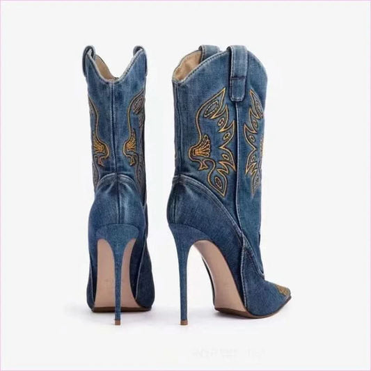 Ladies Western Cowboy Style High Heel Pointed Toe Boots - Pleasures and Sins
