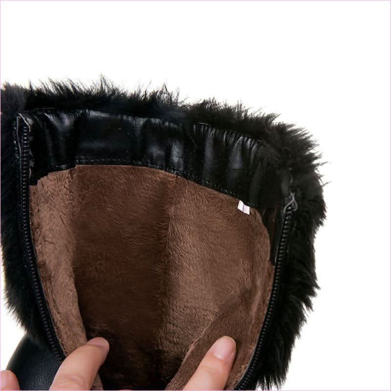 Ladies Winter Short Snow Chunky Heel Fur Booties for Stylish Comfort - Pleasures and Sins