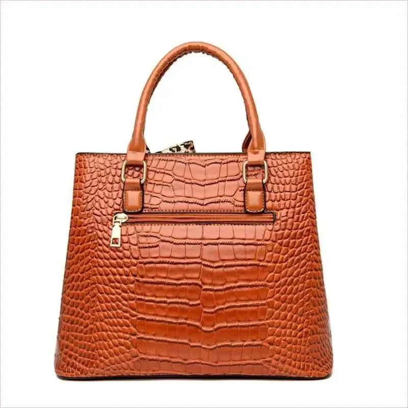 Large Capacity Crocodile Pattern Handbag Set with Wallet and Clutch - Pleasures and Sins
