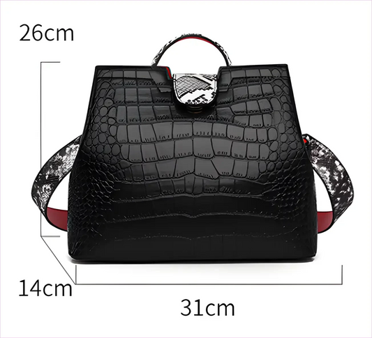 Large Capacity Crocodile Pattern Handbag with Snakeskin Strap - Pleasures and Sins