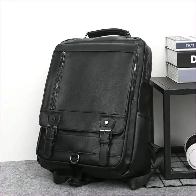 Large Capacity Usb Charging Backpack in Men's Faux Leather - Pleasures and Sins