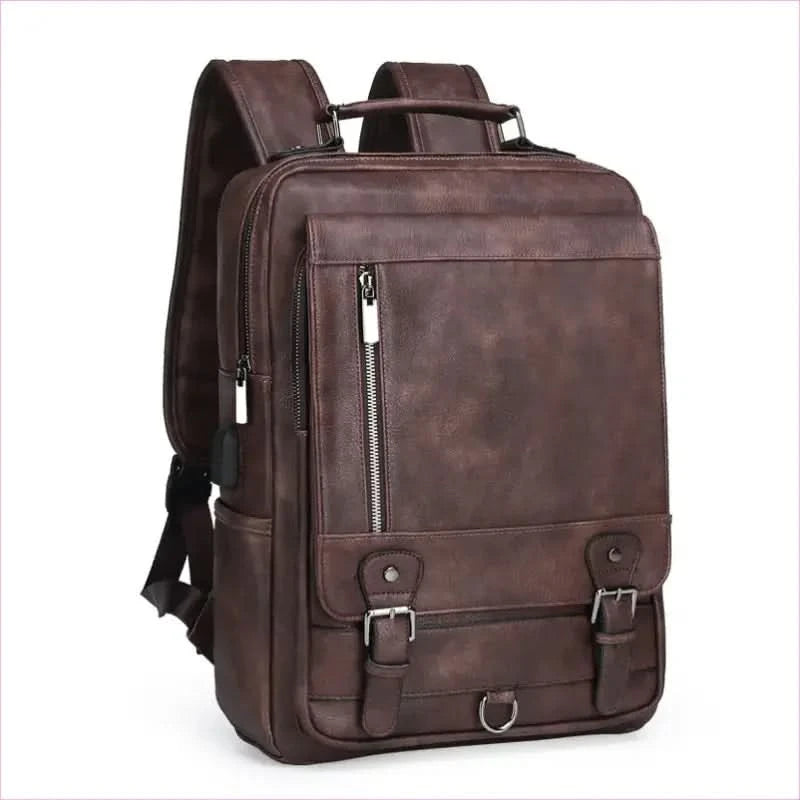 Large Capacity Usb Charging Backpack in Men's Faux Leather - Pleasures and Sins