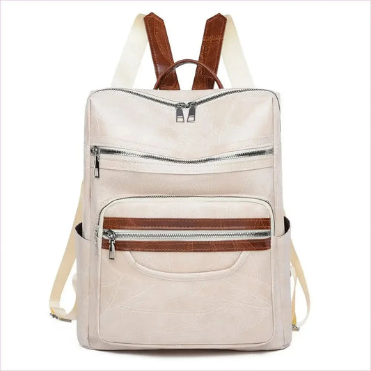 Large Capacity Women's Pu Leather Backpack in Brown - Pleasures and Sins