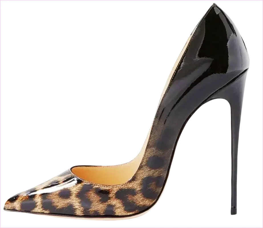 Leopard Print Pointed Toe High Heel Patent Shoes - Pleasures and Sins