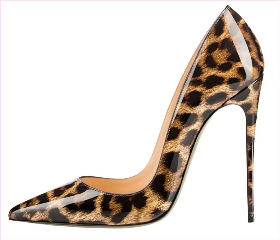 Leopard Print Pointed Toe High Heel Patent Shoes - Pleasures and Sins