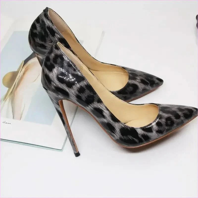 Leopard Print Pointed Toe High Heel Patent Shoes - Pleasures and Sins