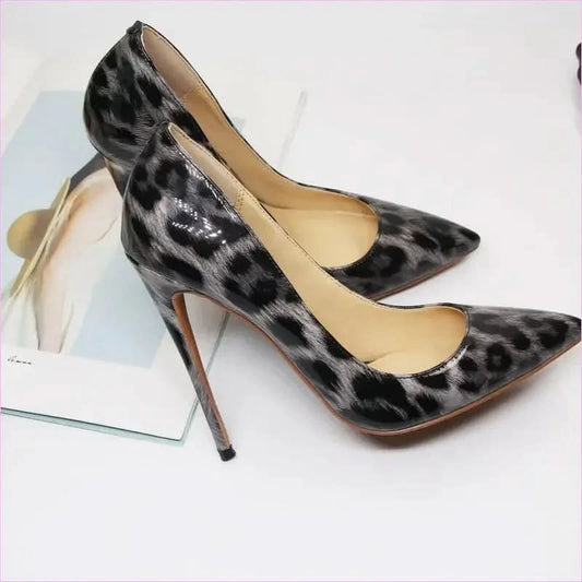 Leopard Print Pointed Toe High Heel Patent Shoes - Pleasures and Sins