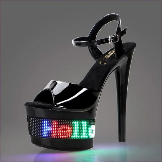Light-Up LED High-Heeled Platform Open Toe Sandals - Pleasures and Sins