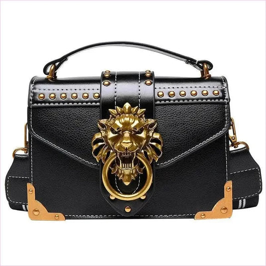 Lions Head Studded Handbag for a Chic Single Shoulder Crossbody Look - Pleasures and Sins