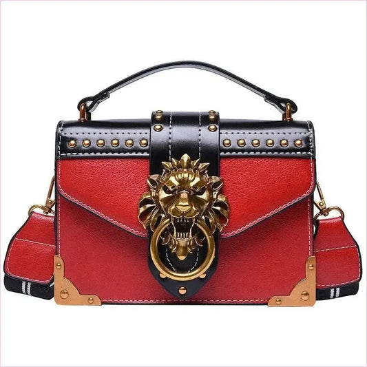 Lions Head Studded Handbag for a Chic Single Shoulder Crossbody Look - Pleasures and Sins