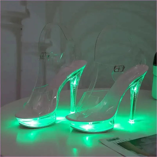 Luminous Transparent Platform Shoes with Led Lights 13cm High Heels - Pleasures and Sins