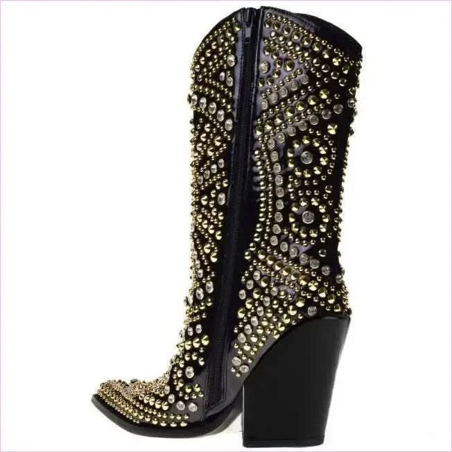 Luxury Crystal Encrusted Western Boots with Pointed Toe Elegance - Pleasures and Sins