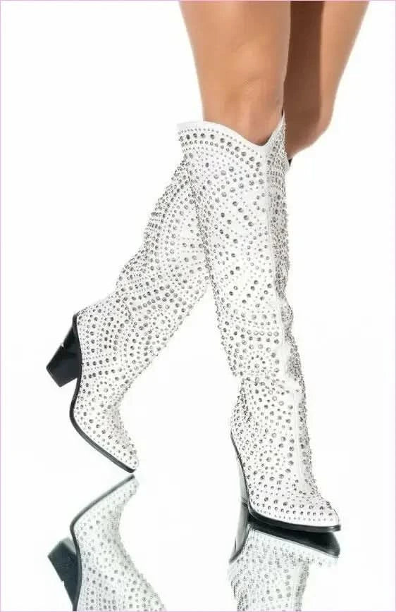 Luxury Crystal Encrusted Western Boots with Pointed Toe Elegance - Pleasures and Sins