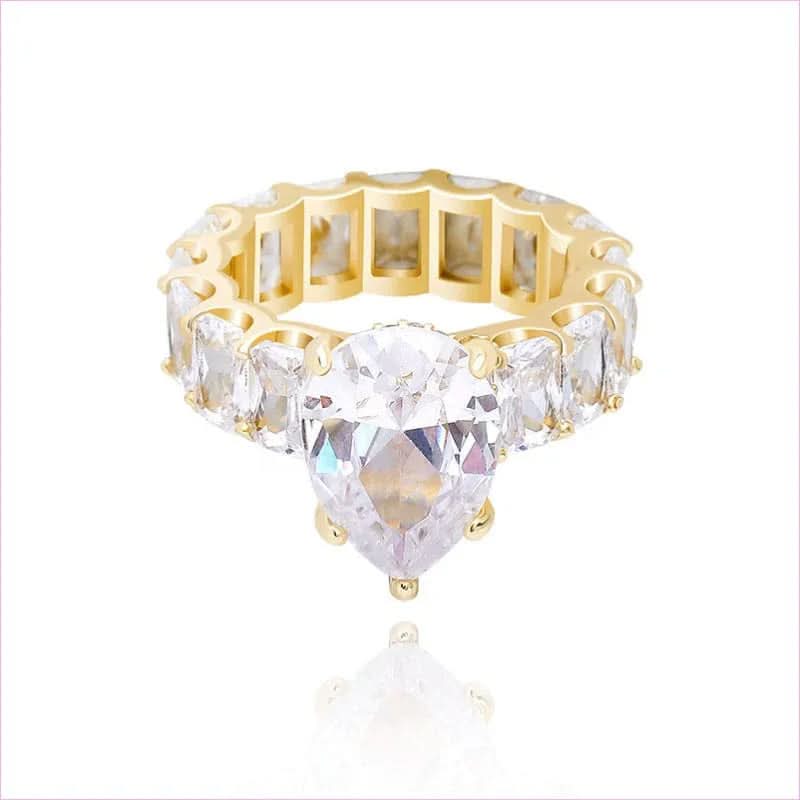 Luxury Iced Bling Water Drop Pinky Baguette Ring for Sophisticated Style - Pleasures and Sins