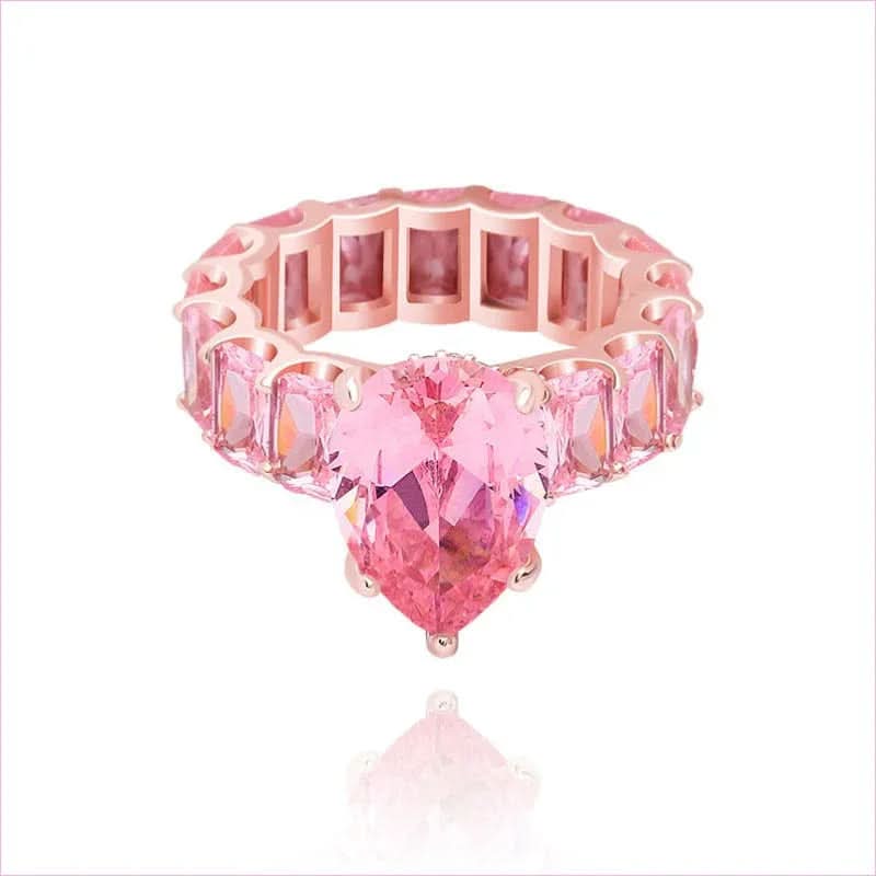 Luxury Iced Bling Water Drop Pinky Baguette Ring for Sophisticated Style - Pleasures and Sins