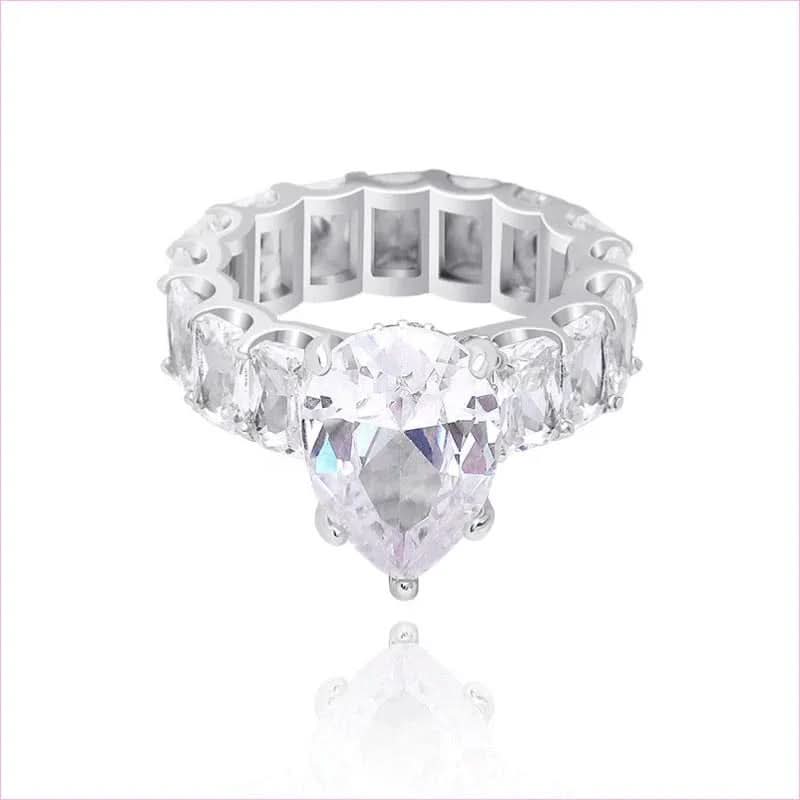 Luxury Iced Bling Water Drop Pinky Baguette Ring for Sophisticated Style - Pleasures and Sins
