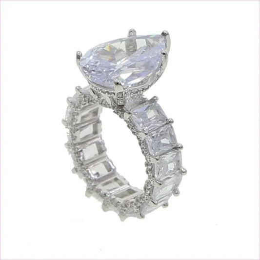 Luxury Iced Bling Water Drop Pinky Baguette Ring for Sophisticated Style - Pleasures and Sins