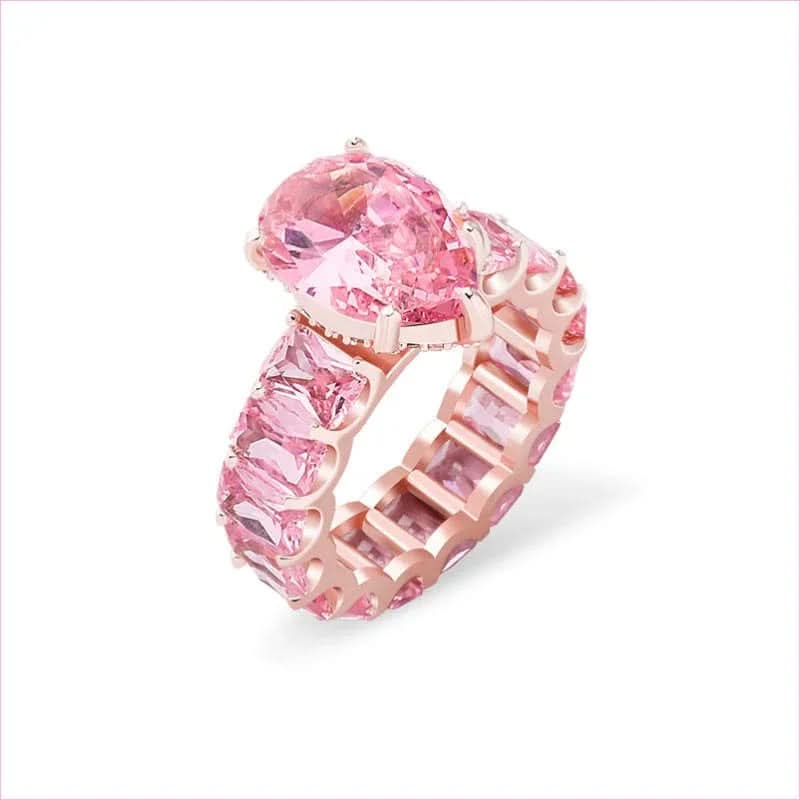 Luxury Iced Bling Water Drop Pinky Baguette Ring for Sophisticated Style - Pleasures and Sins