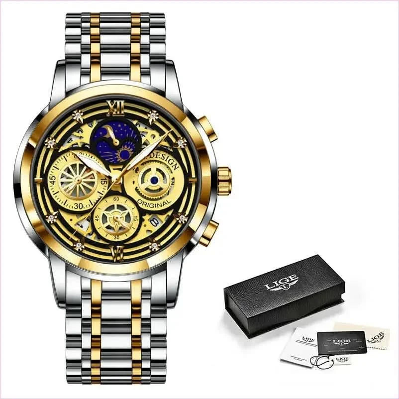 Luxury Mens Quartz Skeleton Waterproof Multifunctional Watch - Pleasures and Sins