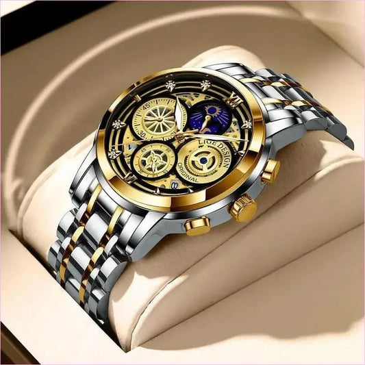 Luxury Mens Quartz Skeleton Waterproof Multifunctional Watch - Pleasures and Sins