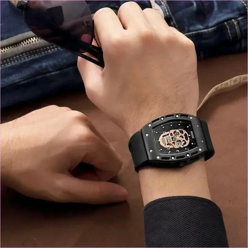 Luxury Pirate Hollow Silica Skeleton Wristwatch in Rose Gold - Pleasures and Sins