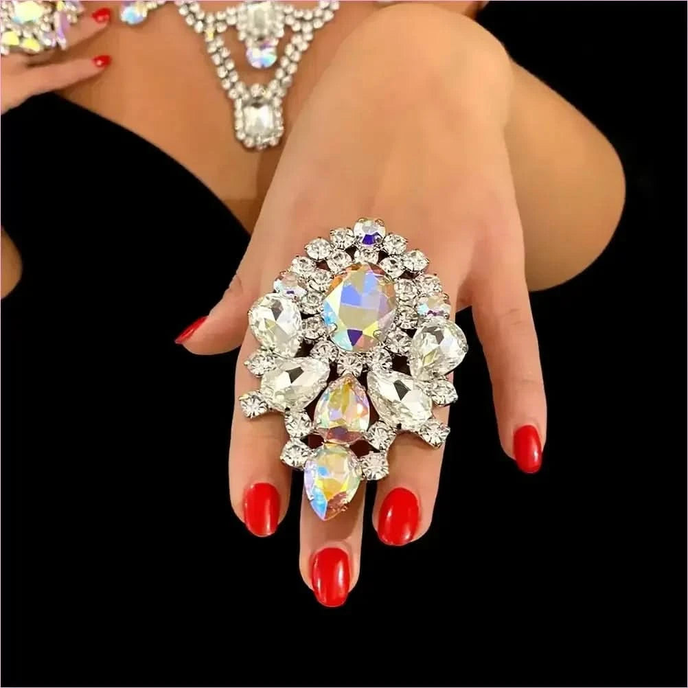 Luxury Rhinestone Oversized Adjustable Drag Queen Ring or Brooch - Pleasures and Sins