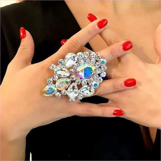 Luxury Rhinestone Oversized Adjustable Drag Queen Ring or Brooch - Pleasures and Sins