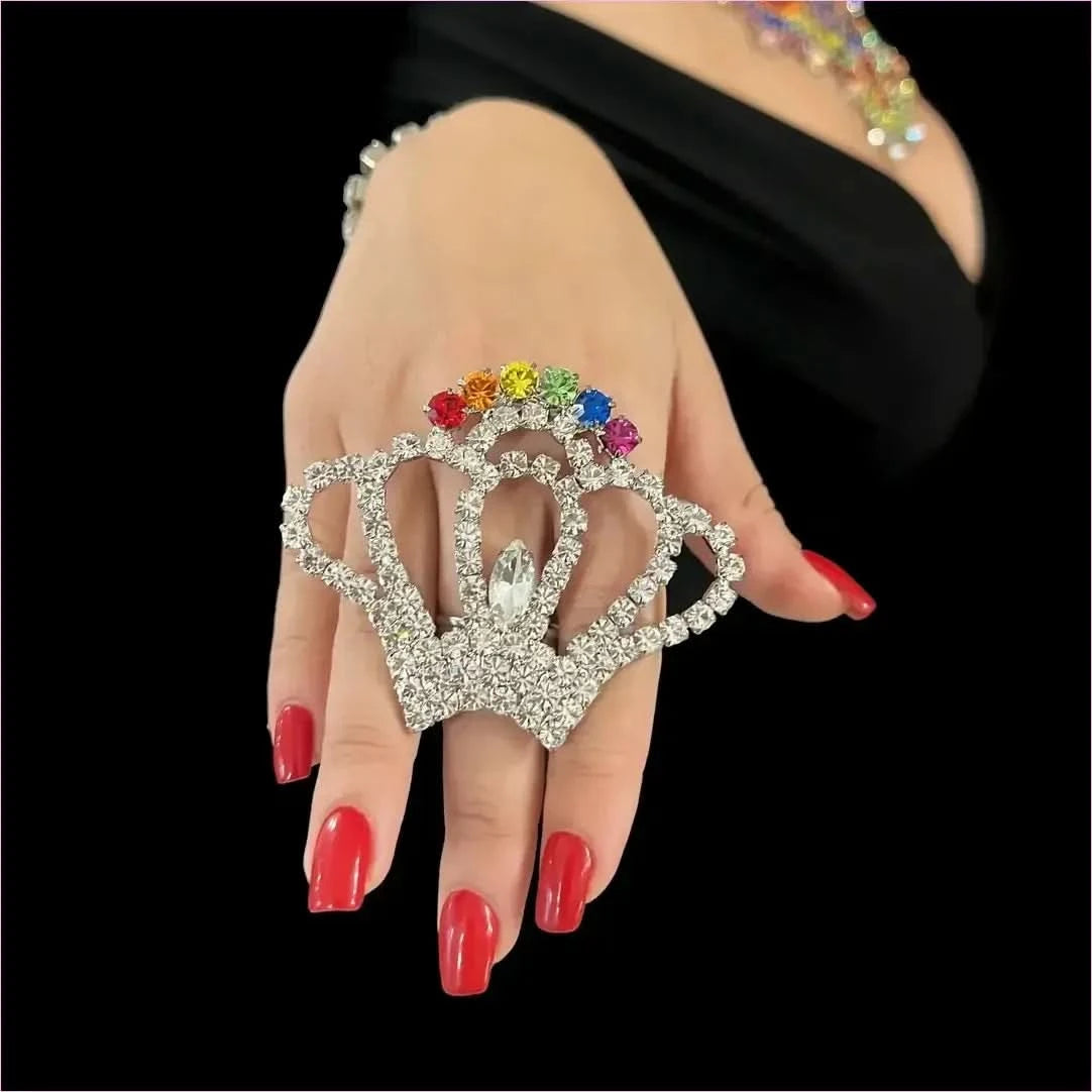 Luxury Rhinestone Oversized Adjustable Drag Queen Ring or Brooch - Pleasures and Sins