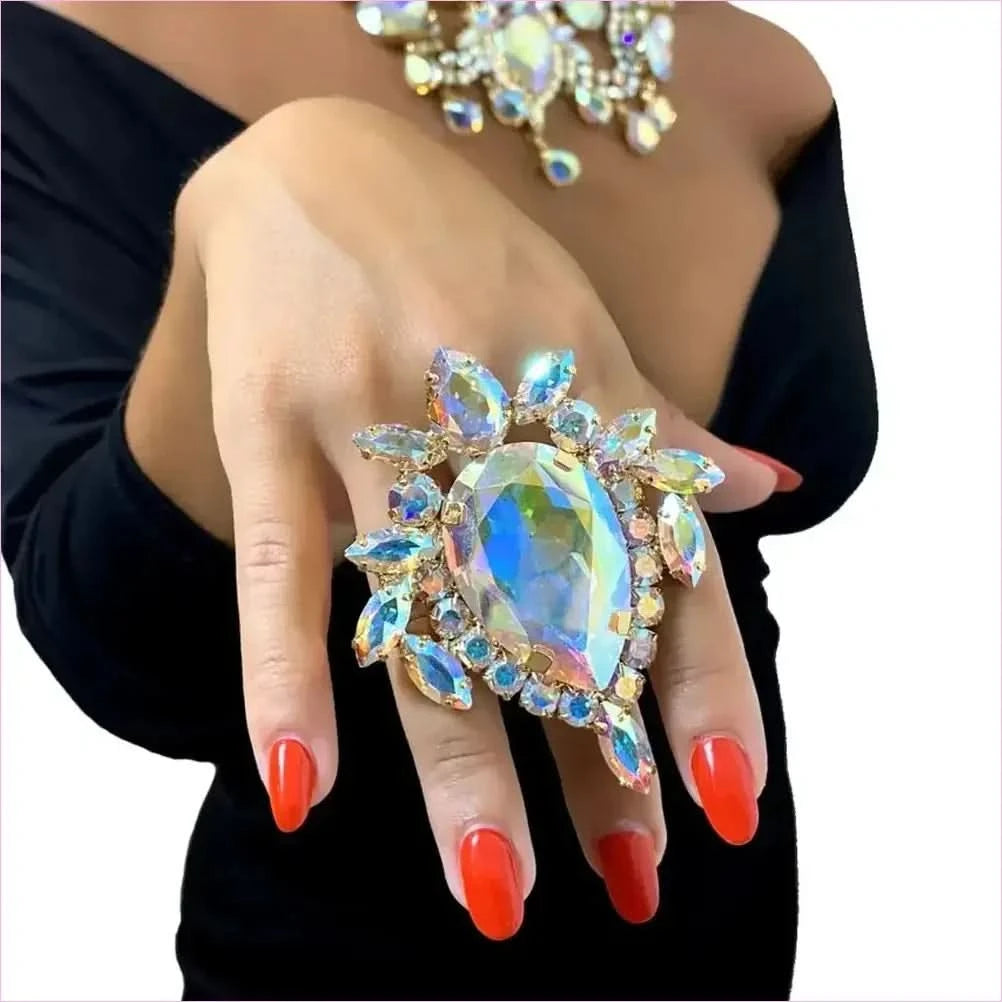 Luxury Rhinestone Oversized Adjustable Drag Queen Ring or Brooch - Pleasures and Sins
