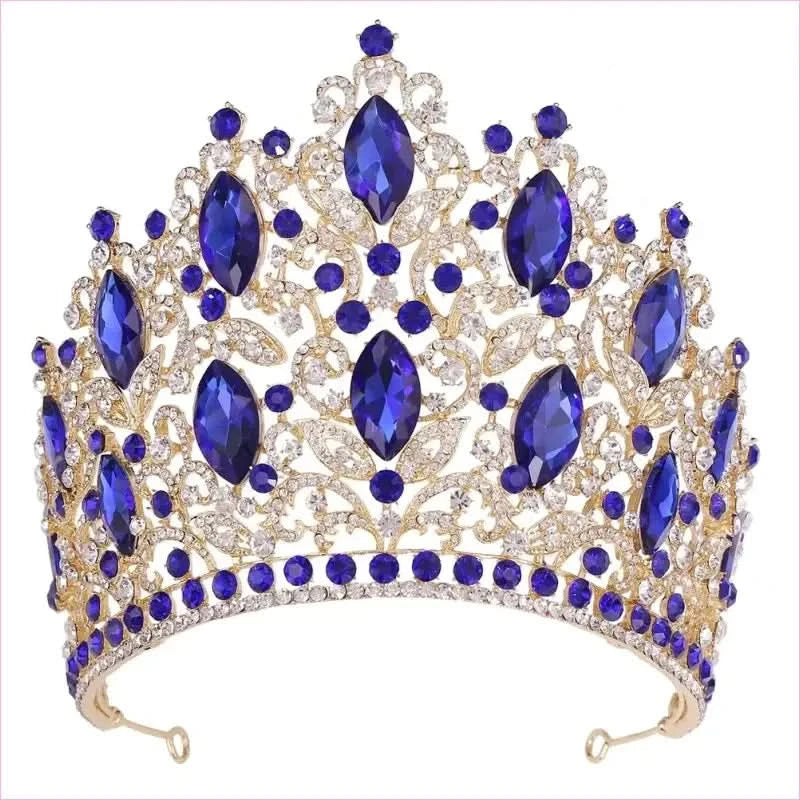Luxury Royal Crown Tiara with Crystals and Filigree Designs - Pleasures and Sins