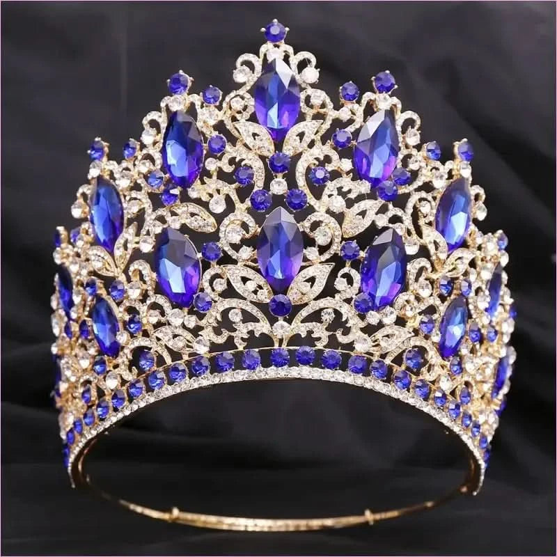 Luxury Royal Crown Tiara with Crystals and Filigree Designs - Pleasures and Sins