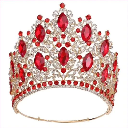 Luxury Royal Crown Tiara with Crystals and Filigree Designs - Pleasures and Sins