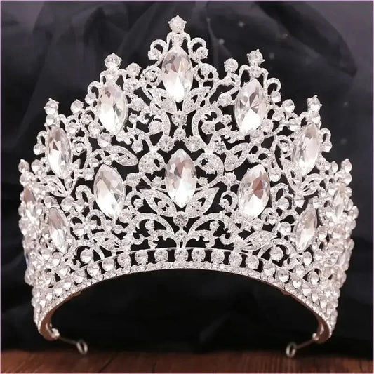Luxury Royal Crown Tiara with Crystals and Filigree Designs - Pleasures and Sins