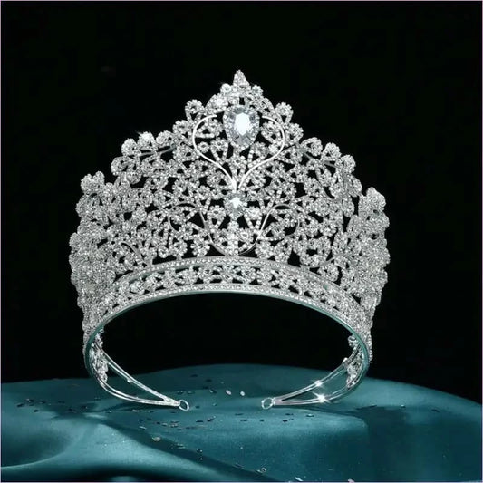 Luxury Zirconia Large Bridal Crown Crystal Tiara Headdress for Brides - Pleasures and Sins