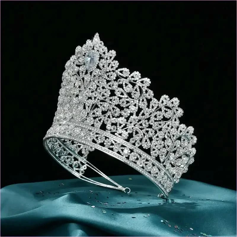 Luxury Zirconia Large Bridal Crown Crystal Tiara Headdress for Brides - Pleasures and Sins