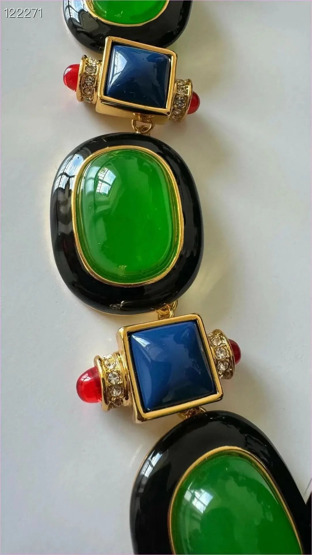 Medieval Retro Emerald Glass Exaggerated Statement Necklace - Pleasures and Sins