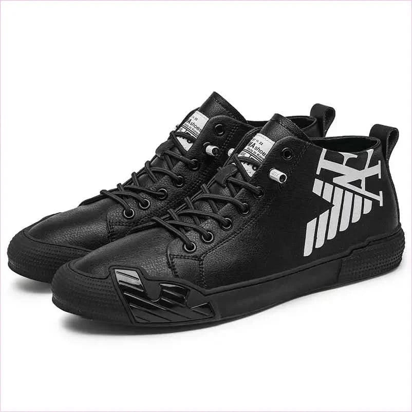 Men's Black Printed High Top Sneakers for Skateboarding - Pleasures and Sins