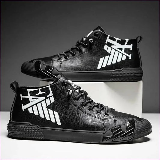 Men's Black Printed High Top Sneakers for Skateboarding - Pleasures and Sins
