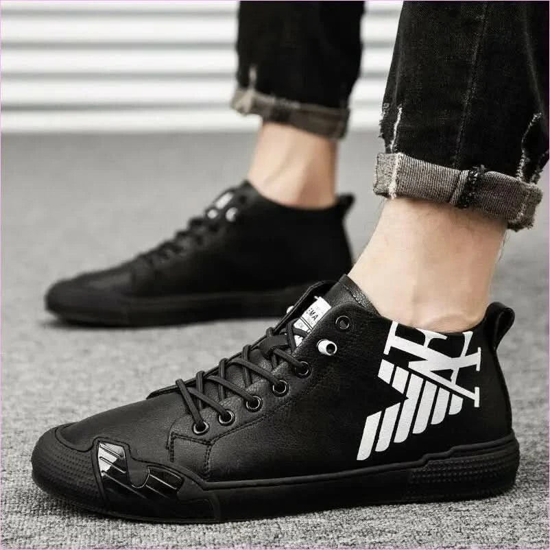Men's Black Printed High Top Sneakers for Skateboarding - Pleasures and Sins