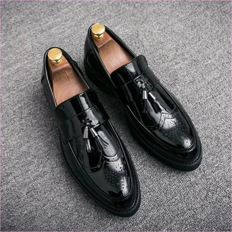 Men's British Style Casual Faux Leather Brogue Loafer Shoes - Pleasures and Sins
