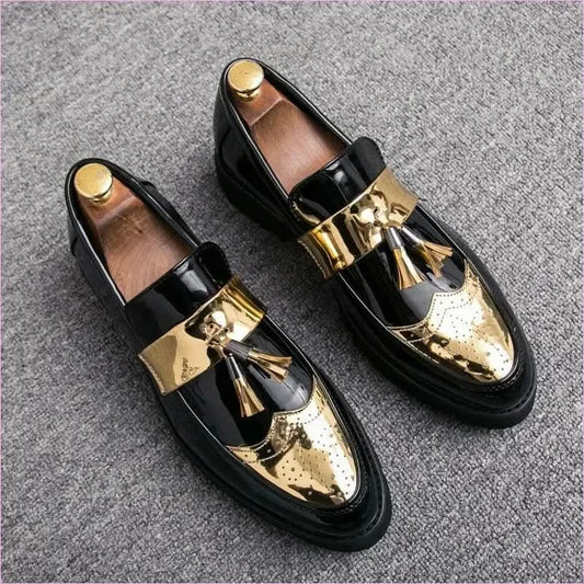 Men's British Style Casual Faux Leather Brogue Loafer Shoes - Pleasures and Sins