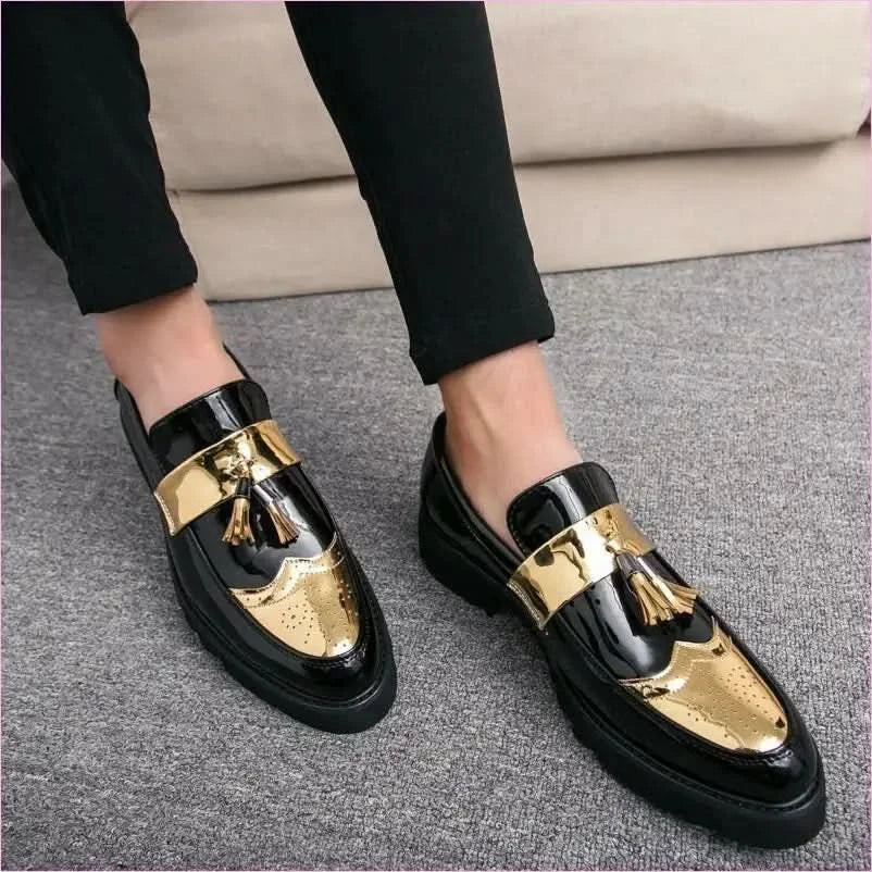 Men's British Style Casual Faux Leather Brogue Loafer Shoes - Pleasures and Sins
