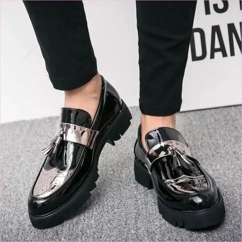 Men's British Style Casual Faux Leather Brogue Loafer Shoes - Pleasures and Sins